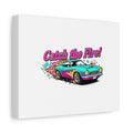 Catch the Fire Retro Car Canvas | Cartoon Racing Flame, Vintage Car Illustration
