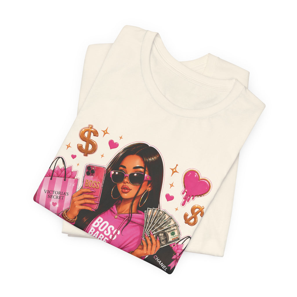 Boss Babe Pink Fashion Tee — Women’s Glam Money & Shopping Graphic Shirt