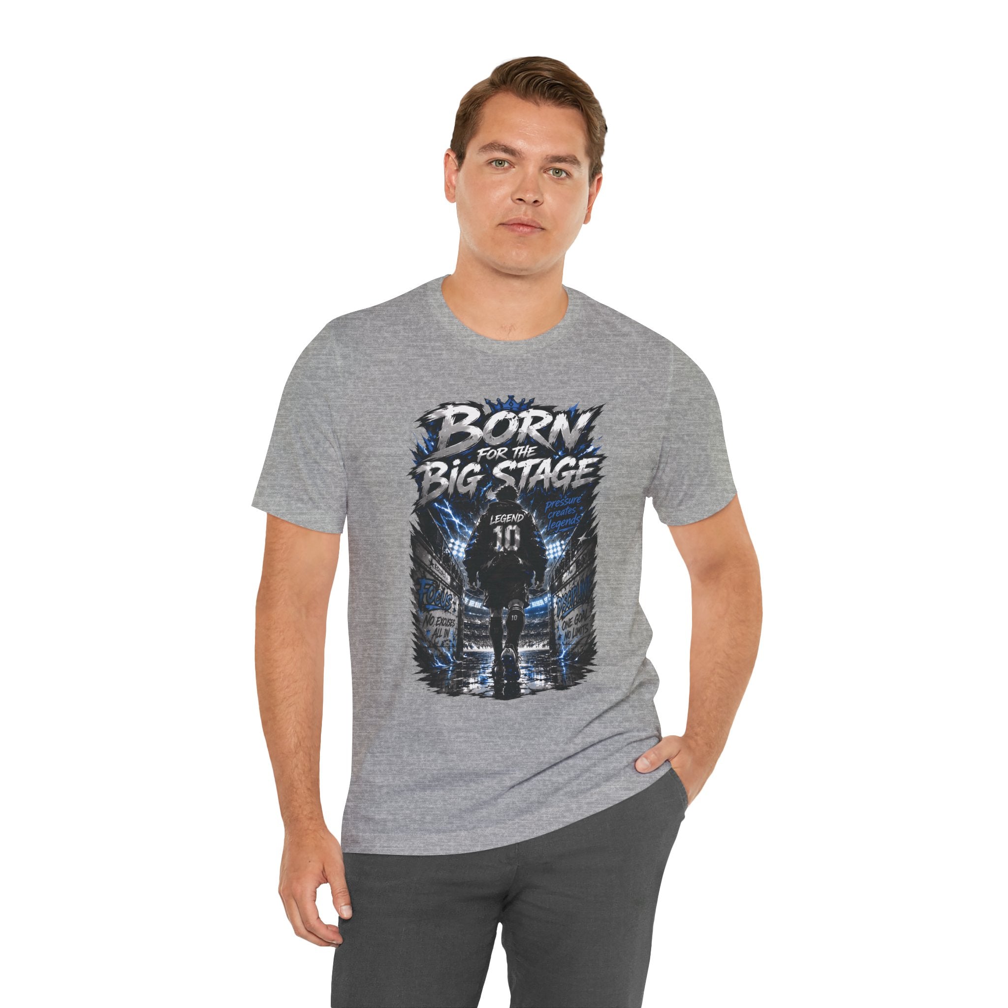 Soccer Player T‑Shirt — "Born for the Big Stage" Football Match Tee