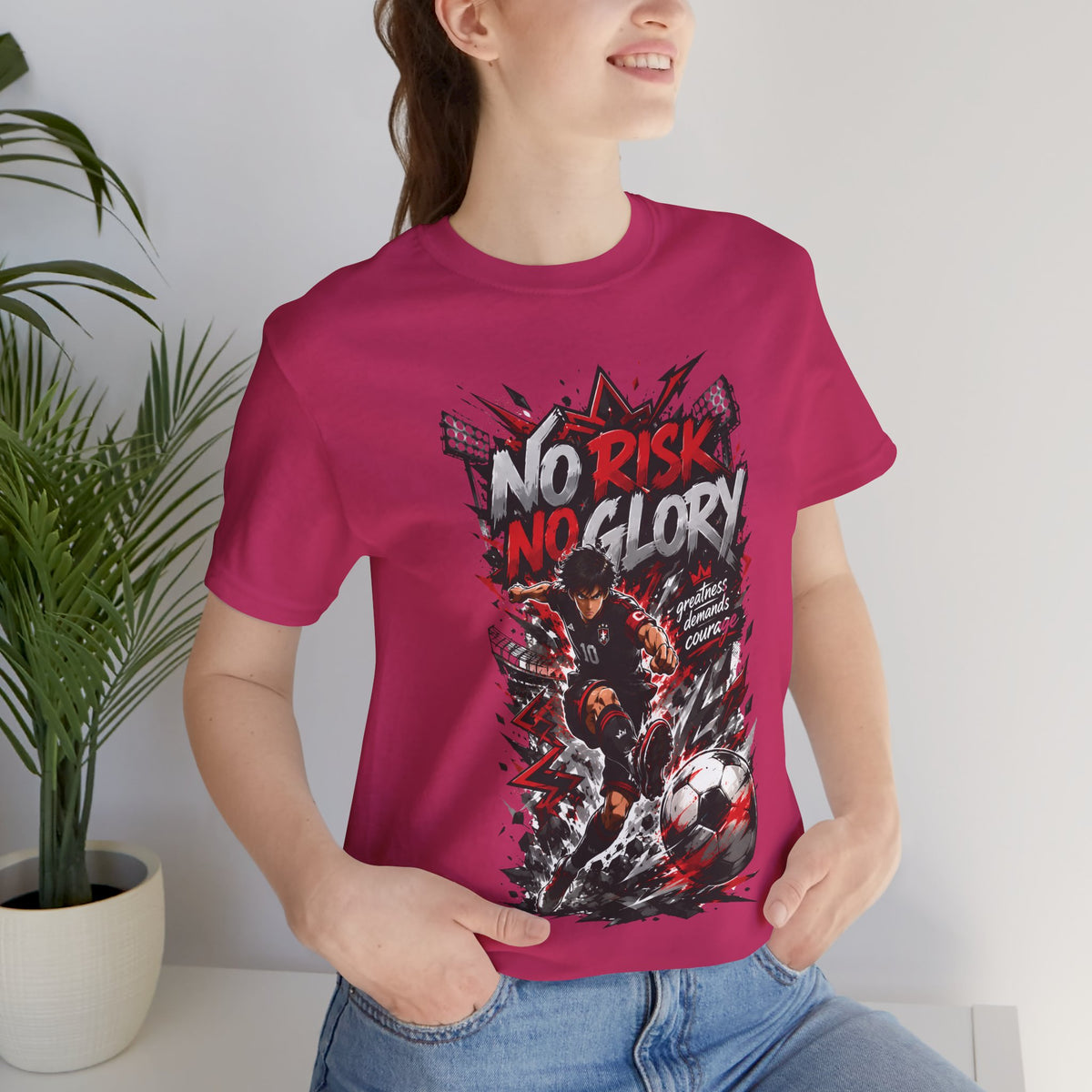 No Risk No Glory Soccer Graphic T Shirt