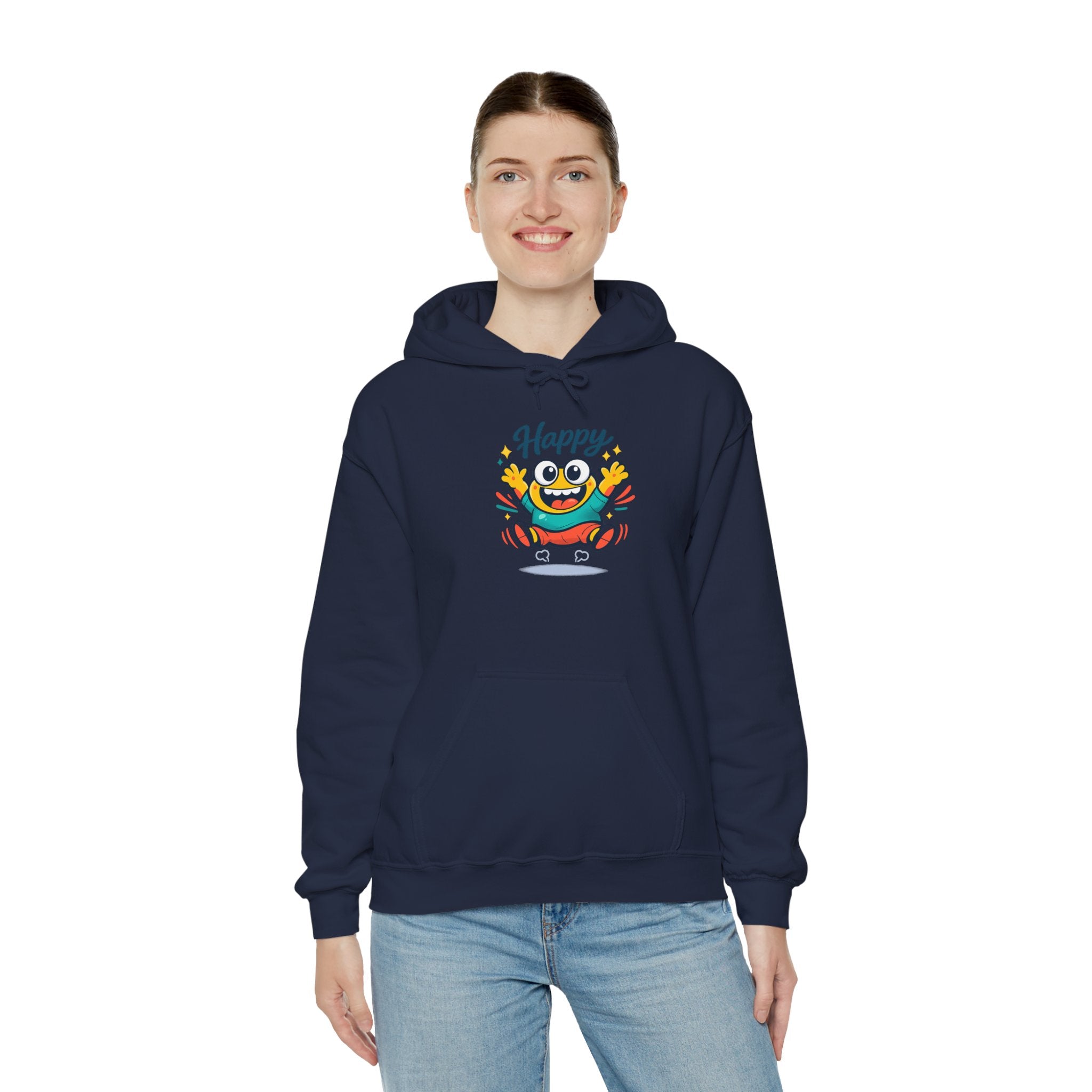Happy Blob Cartoon Hoodie – Minimal Smiley Graphic Pullover