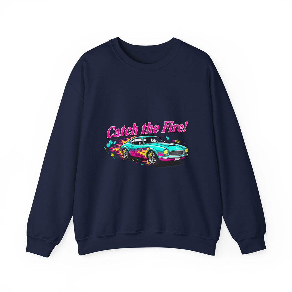 Cartoon Dragster Flames Sweatshirt | Vintage Car Illustration, Racing Flame