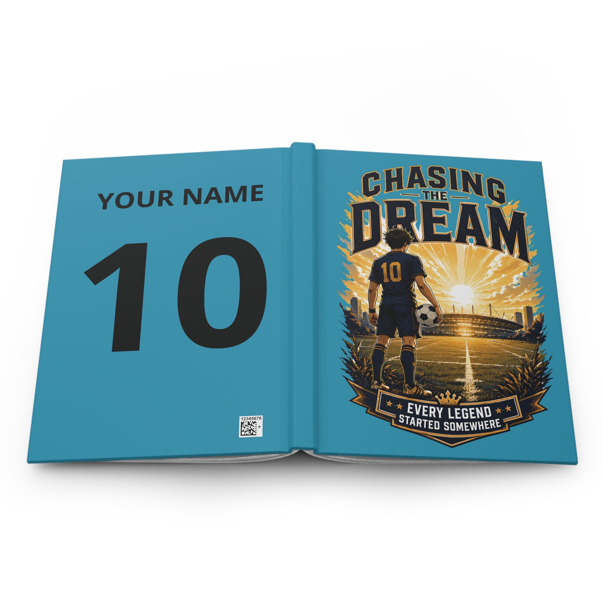 Chasing the Dream Soccer Journal — Personalized Number 10 Hardcover Notebook