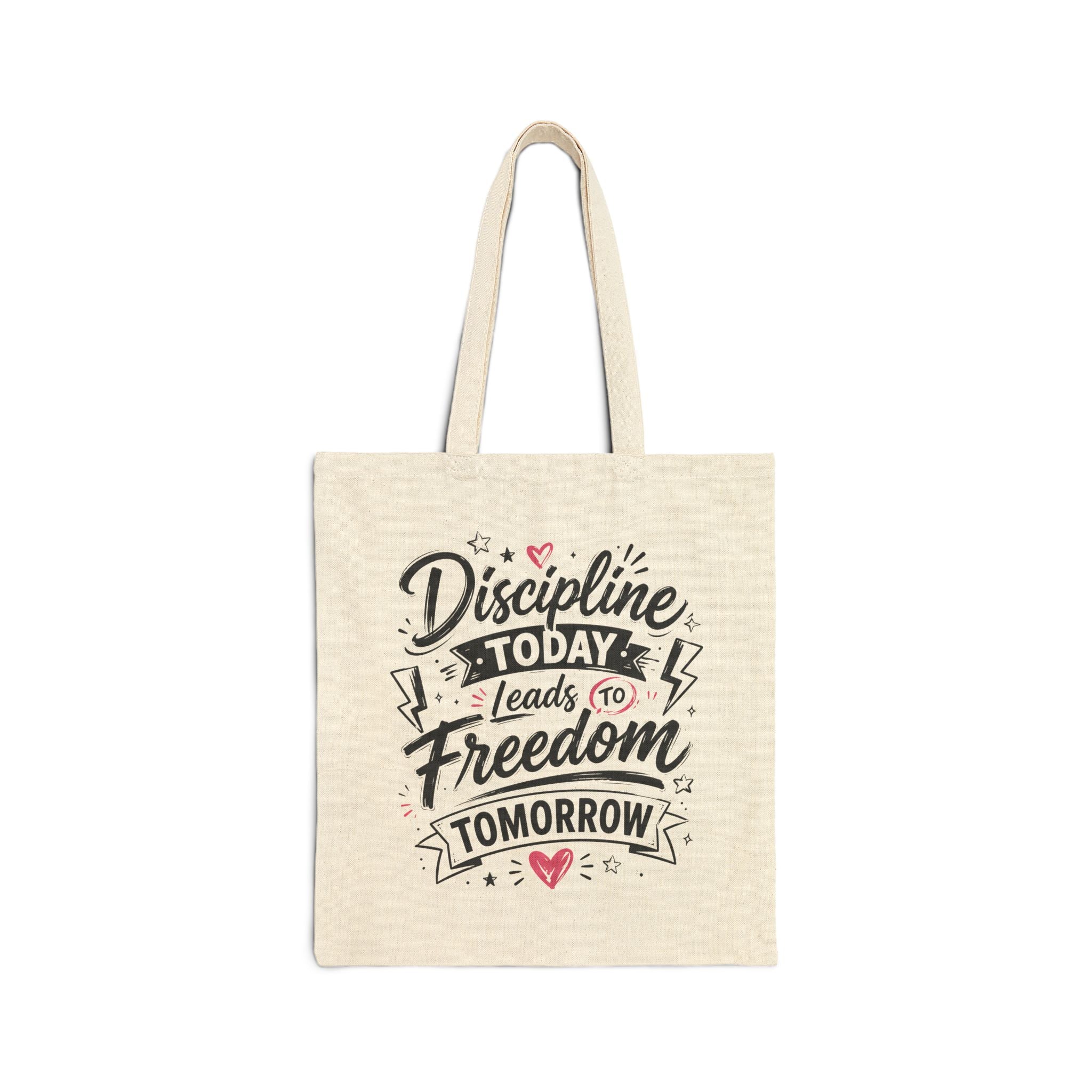Tote Bag — "Discipline Today, Freedom Tomorrow" Motivational Canvas Tote