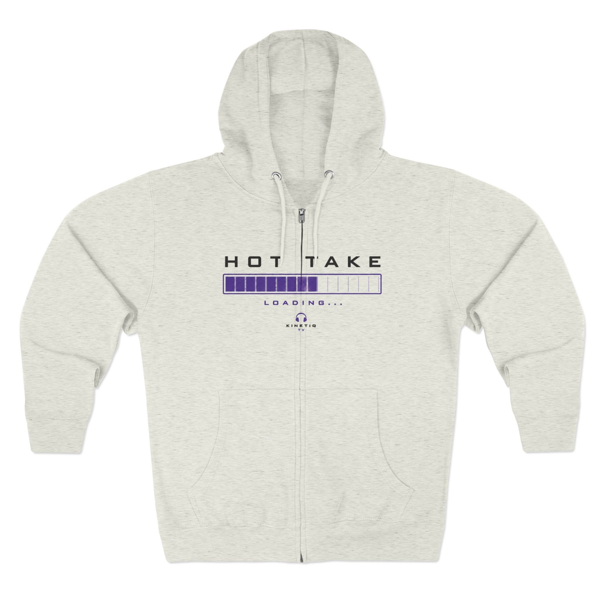 Hot Take Loading Zip Hoodie — "HOT TAKE" Retro Progress Bar Zip Hoodie