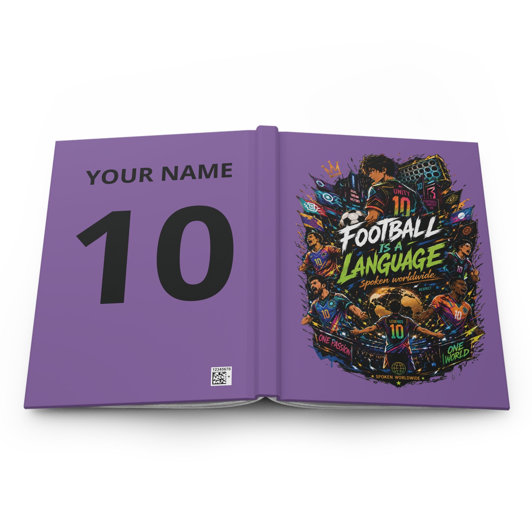 Football Is a Language Hardcover Journal — Personalized Soccer Player Number Notebook