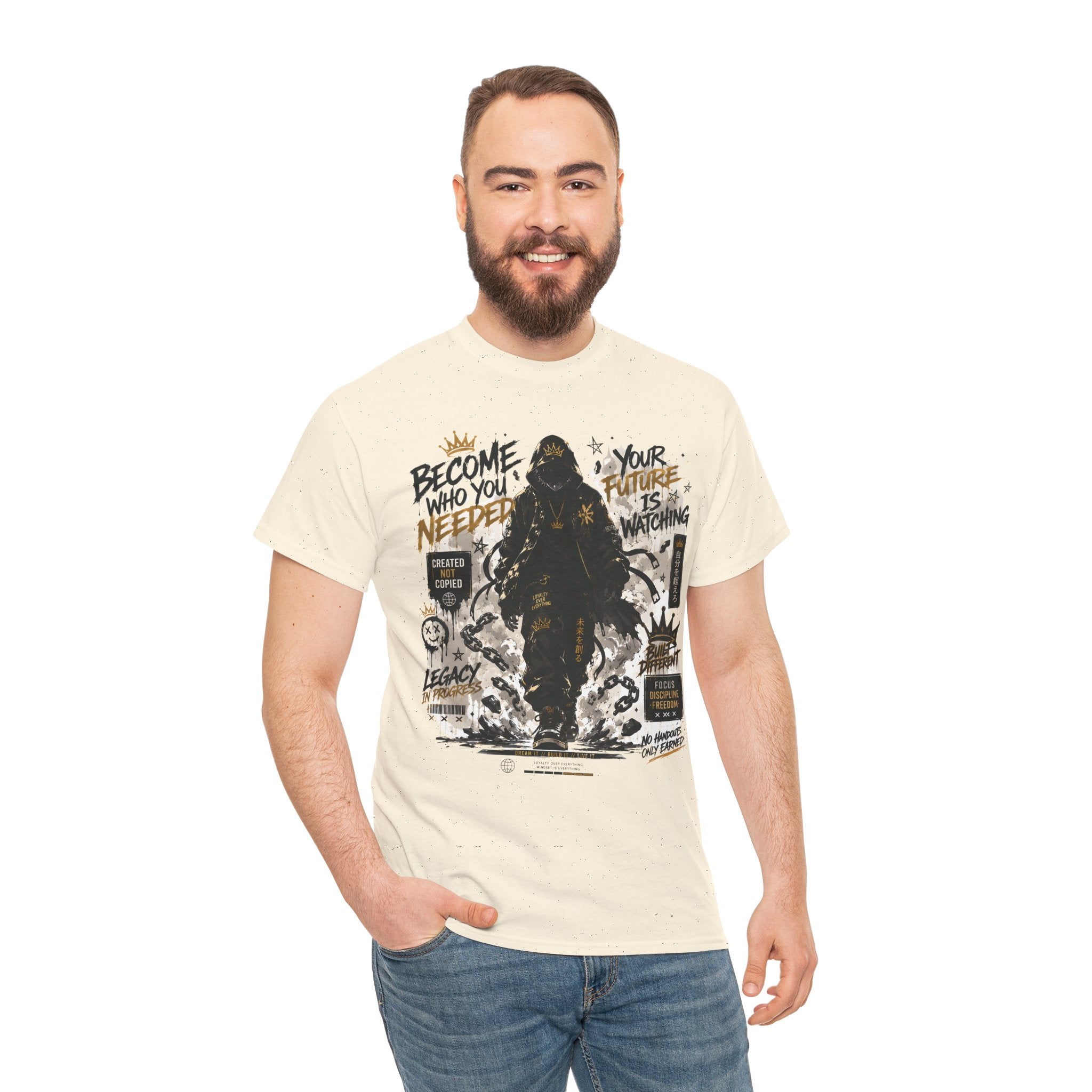 Motivational Soldier Graphic Tee – "Become Who You Need" Inspirational Military Design