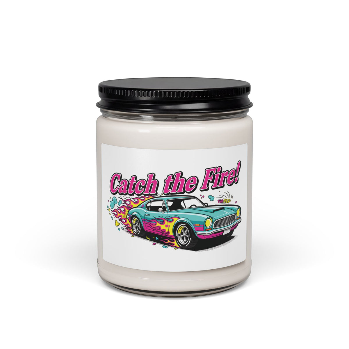 Retro Cartoon Dragster Racing Flame 9oz Soy Candle