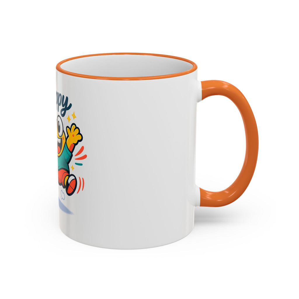 Happy Monster Accent Rim Mug – Cheerful Cute Cartoon Coffee Cup (11oz/15oz)