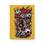 No Risk No Glory Soccer Journal — Personalized Hardcover Sports Notebook (Your Name & Number)