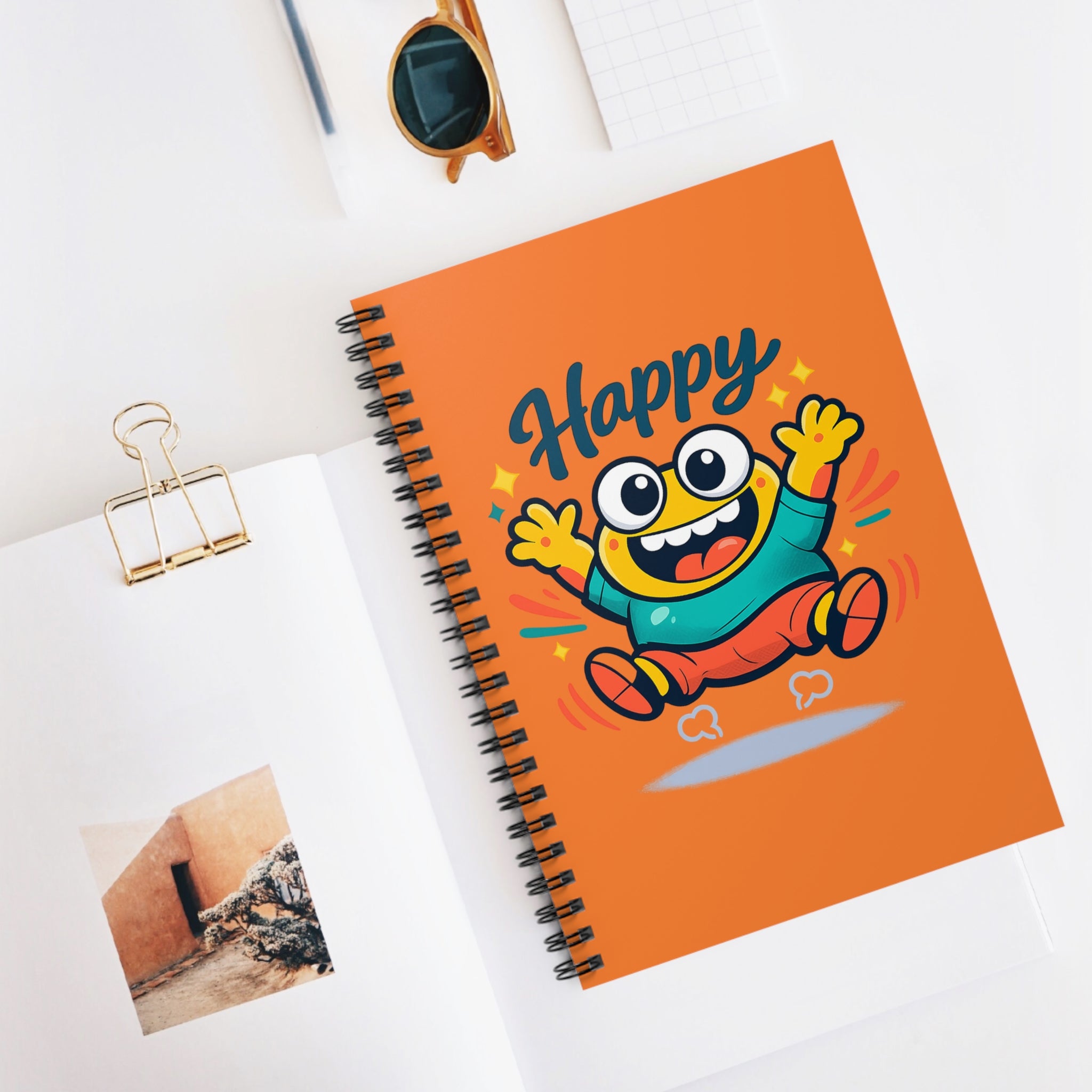 Happy Cartoon Monster Spiral Notebook — Ruled Journal for Kids & Teens