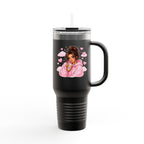 40oz Insulated Travel Mug — Cozy Girl Pink Hoodie Design