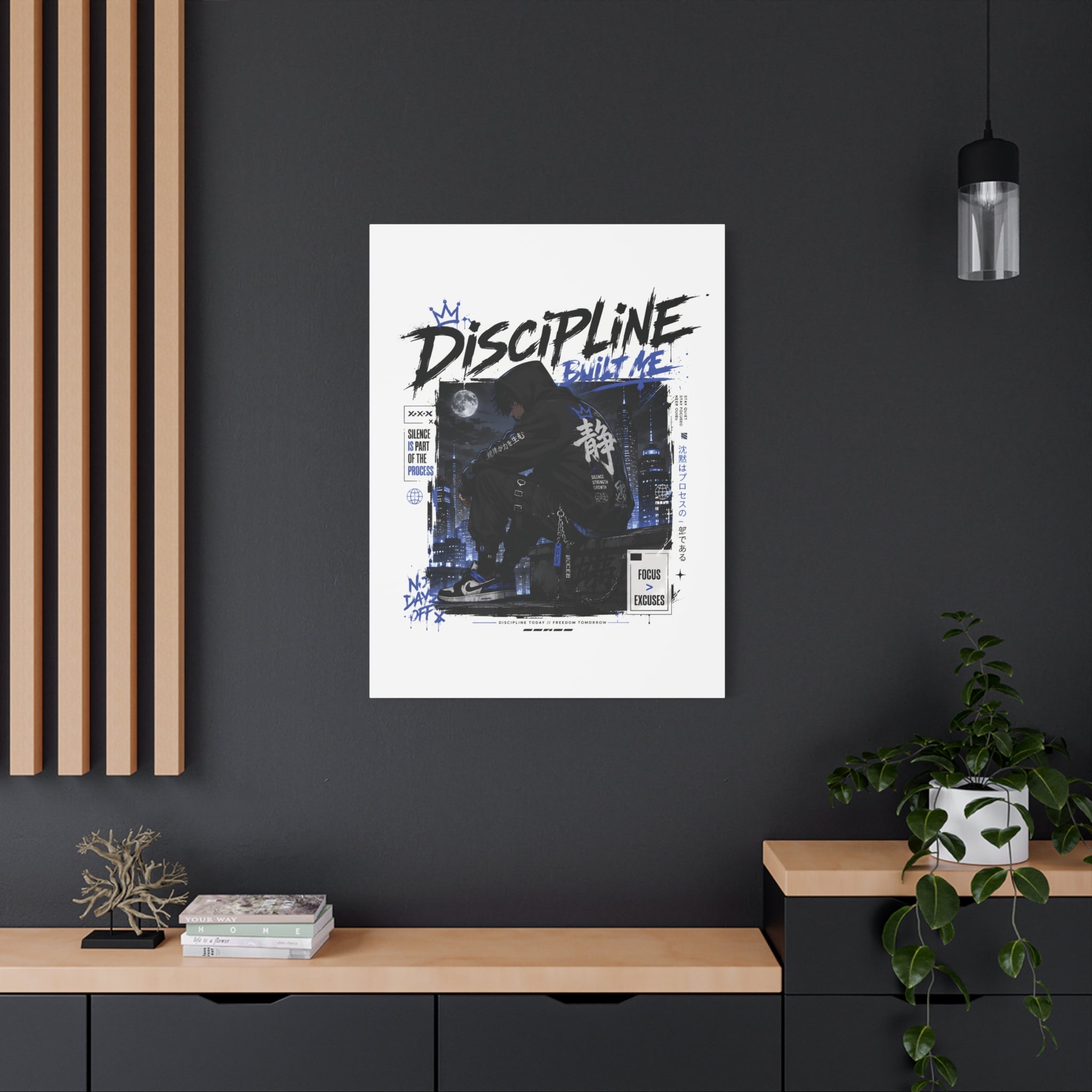 Discipline Built Me Canvas Print — Urban Streetwear Motivational Wall Art