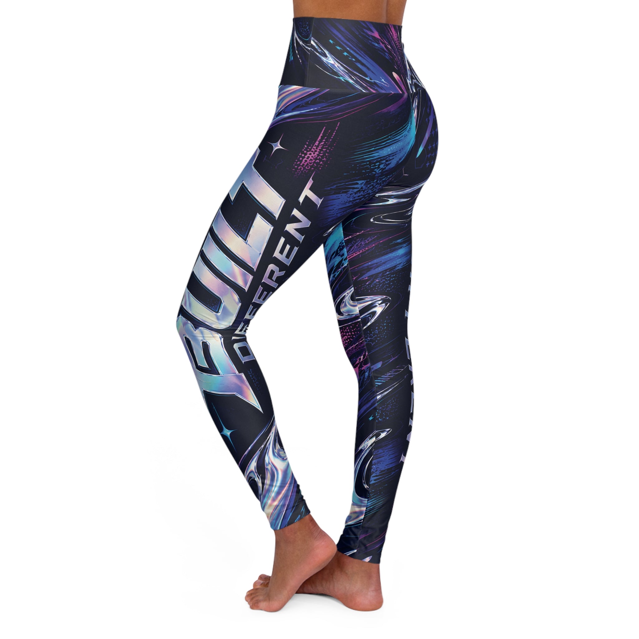 Built Different Neon Abstract High Waisted Yoga Leggings