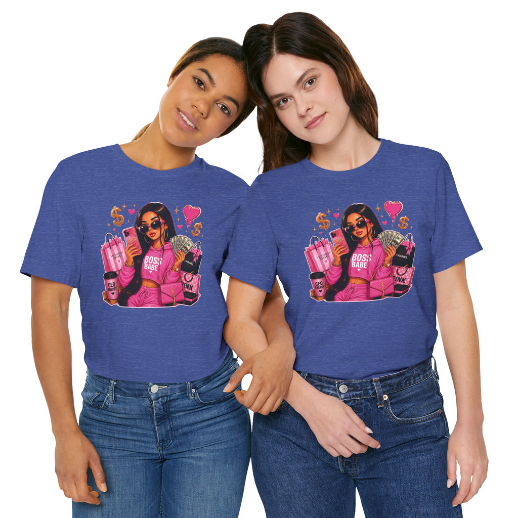 Boss Babe Pink Fashion Tee — Women’s Glam Money & Shopping Graphic Shirt
