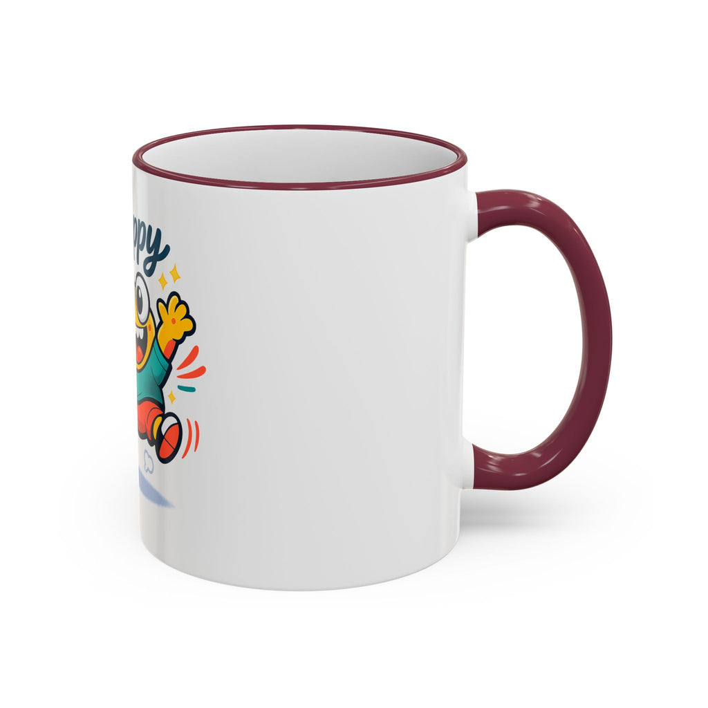 Happy Monster Accent Rim Mug – Cheerful Cute Cartoon Coffee Cup (11oz/15oz)