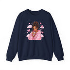 Cozy Pink Heart Girl Crewneck Sweatshirt