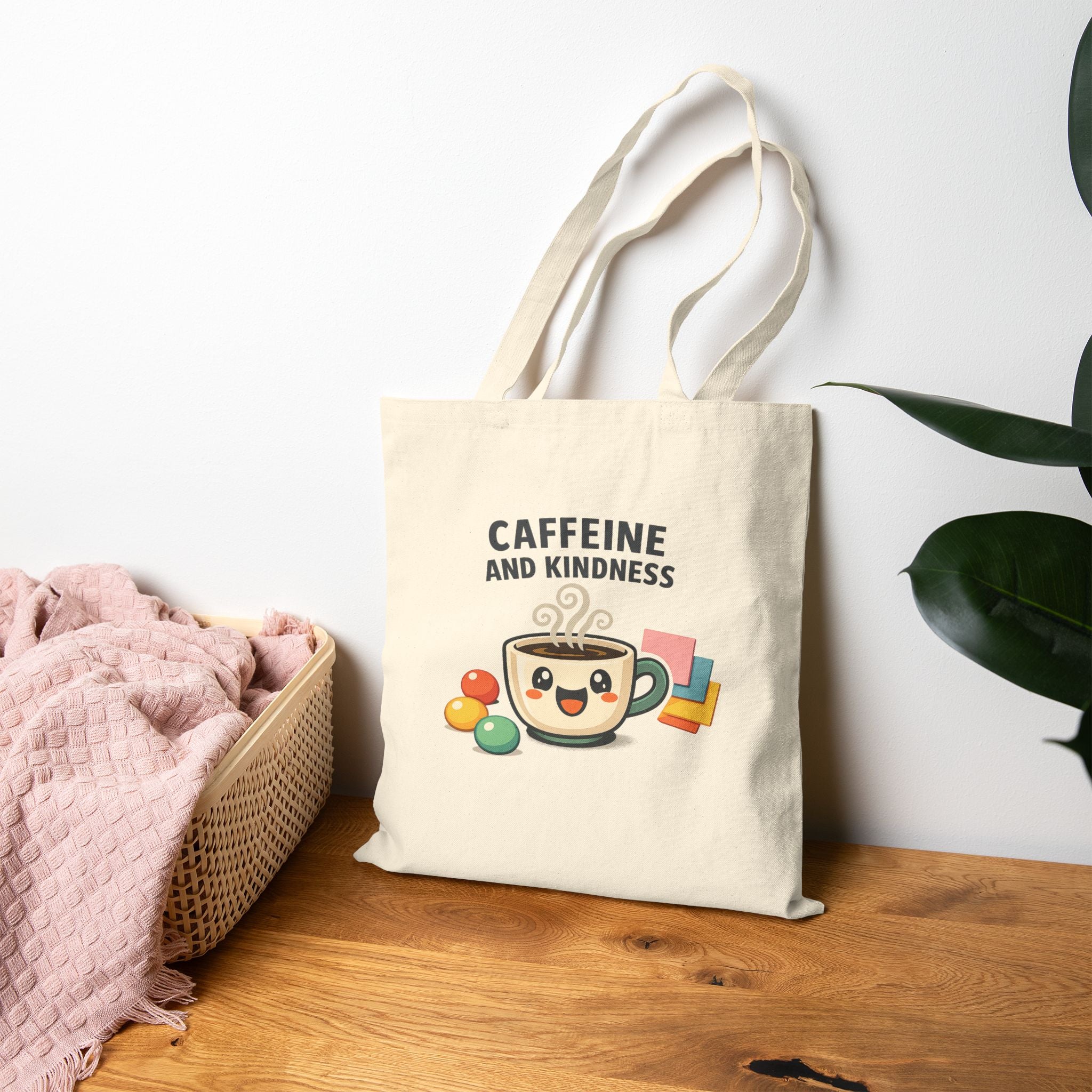 Caffeine and Kindness Tote | office humor, coffee fuel cotton canvas