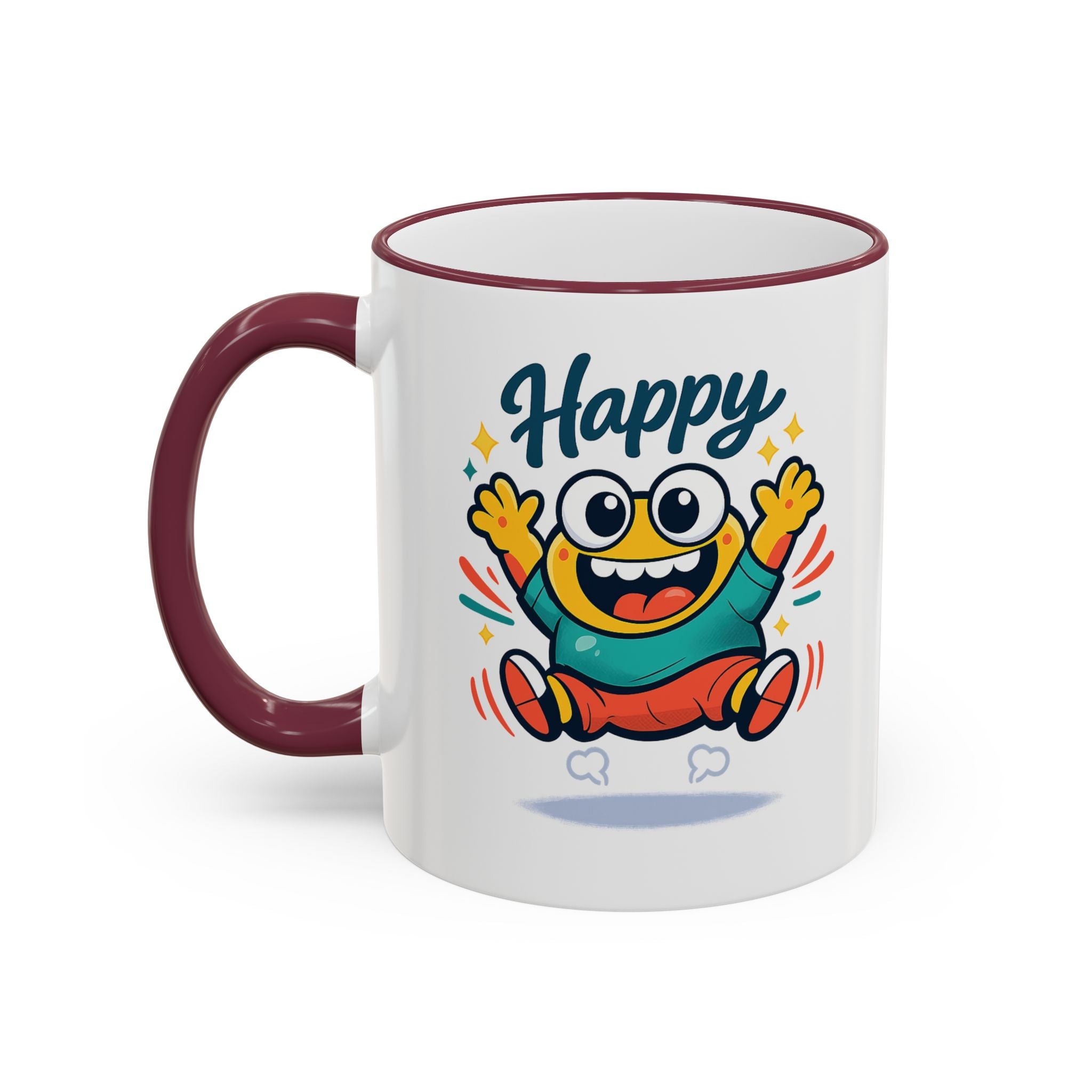 Happy Monster Accent Mug - Cute Cartoon Coffee Cup (11oz/15oz)