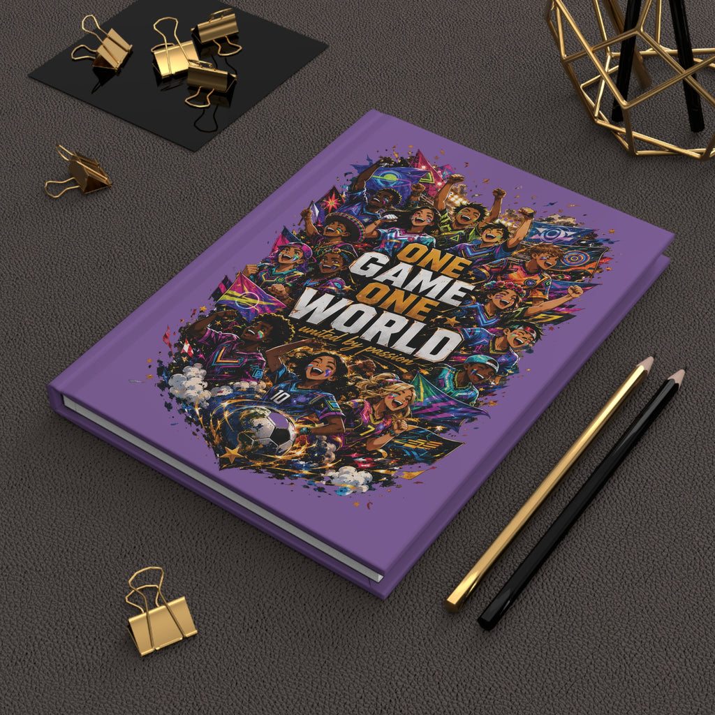 One Game One World Hardcover Journal — Personalized Soccer Notebook (Custom Name & Number)