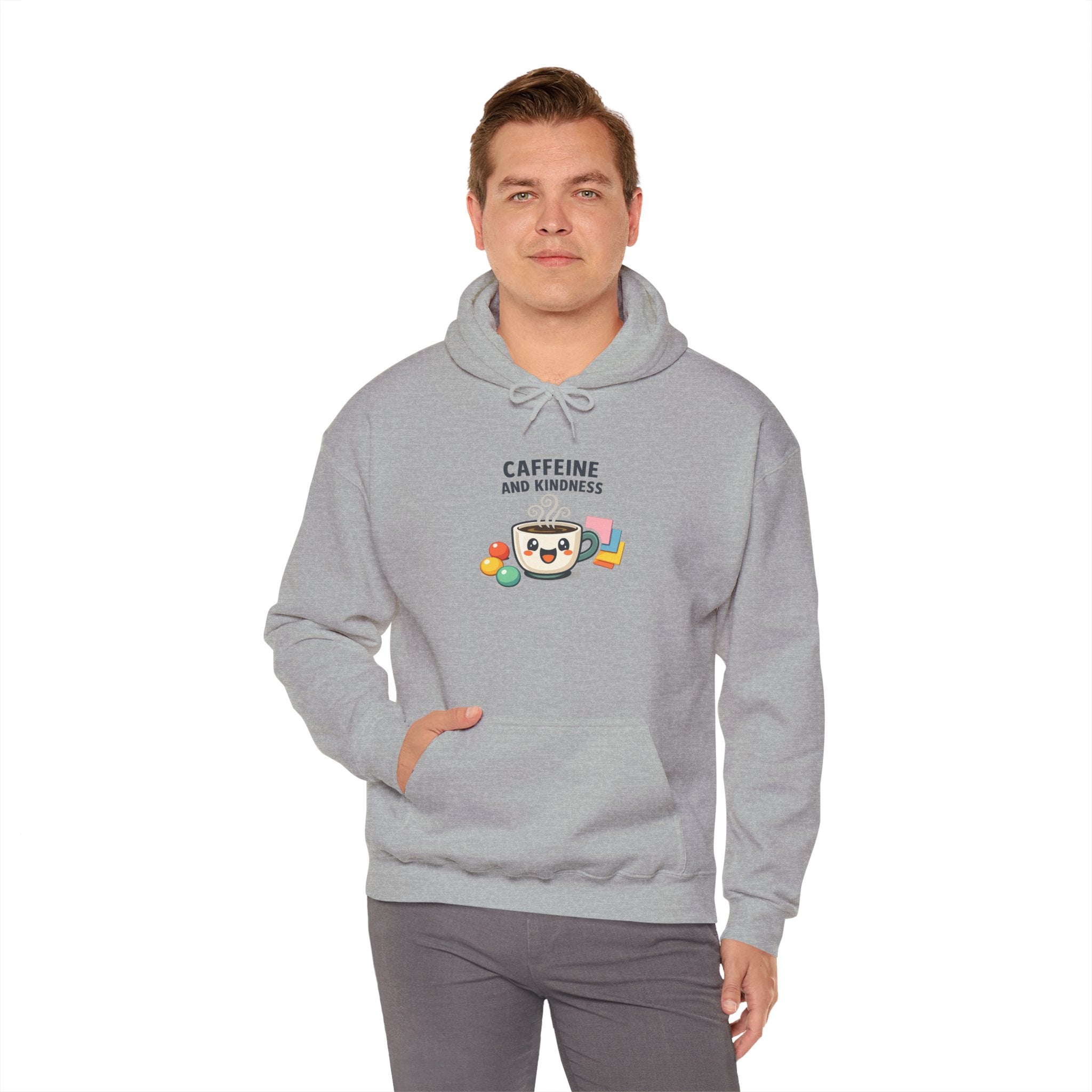 Caffeine and Kindness Hoodie - Cozy Coffee-Themed Sweatshirt