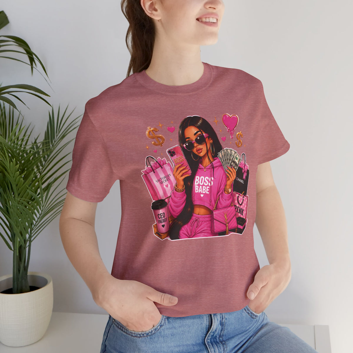 Boss Babe Pink Fashion T Shirt Glam Shopping Graphic Tee