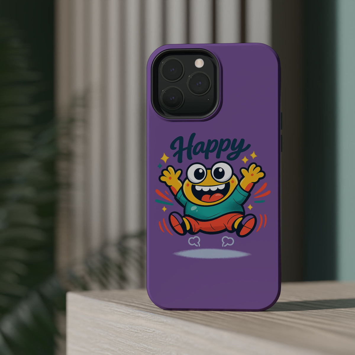 Happy Monster Magnetic Protective Phone Case Purple