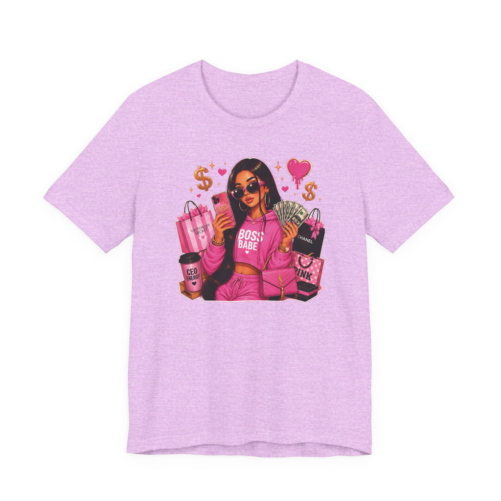 Boss Babe Pink Fashion Tee — Women’s Glam Money & Shopping Graphic Shirt
