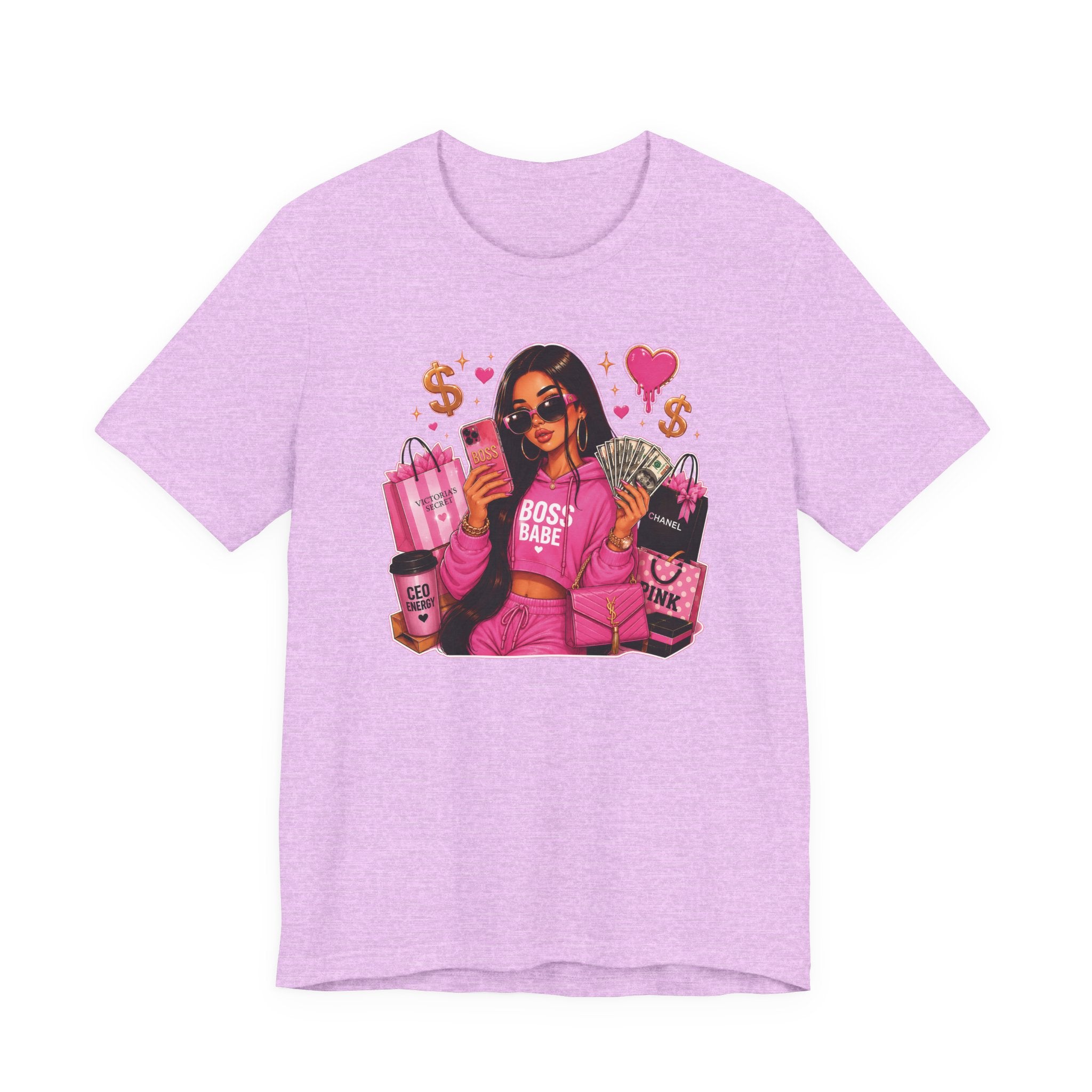 Boss Babe Pink Fashion Tee — Women’s Glam Money & Shopping Graphic Shirt