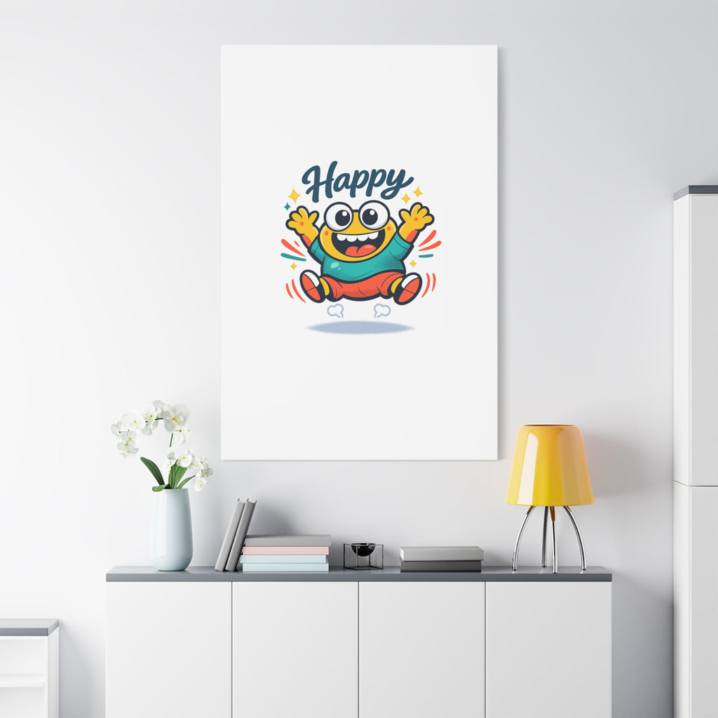 Happy Blob Cartoon Canvas | Bold Cartoon, Thick Outline, Kawaii Minimal
