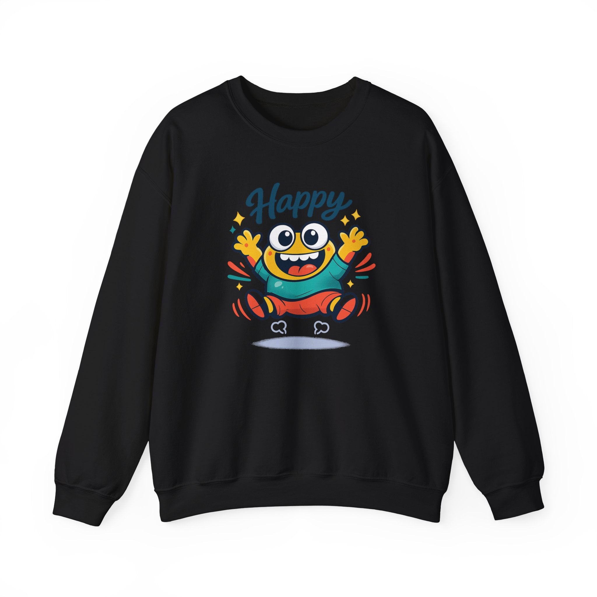 Happy Blob Cartoon Crewneck Sweatshirt | kawaii minimal, thick outline