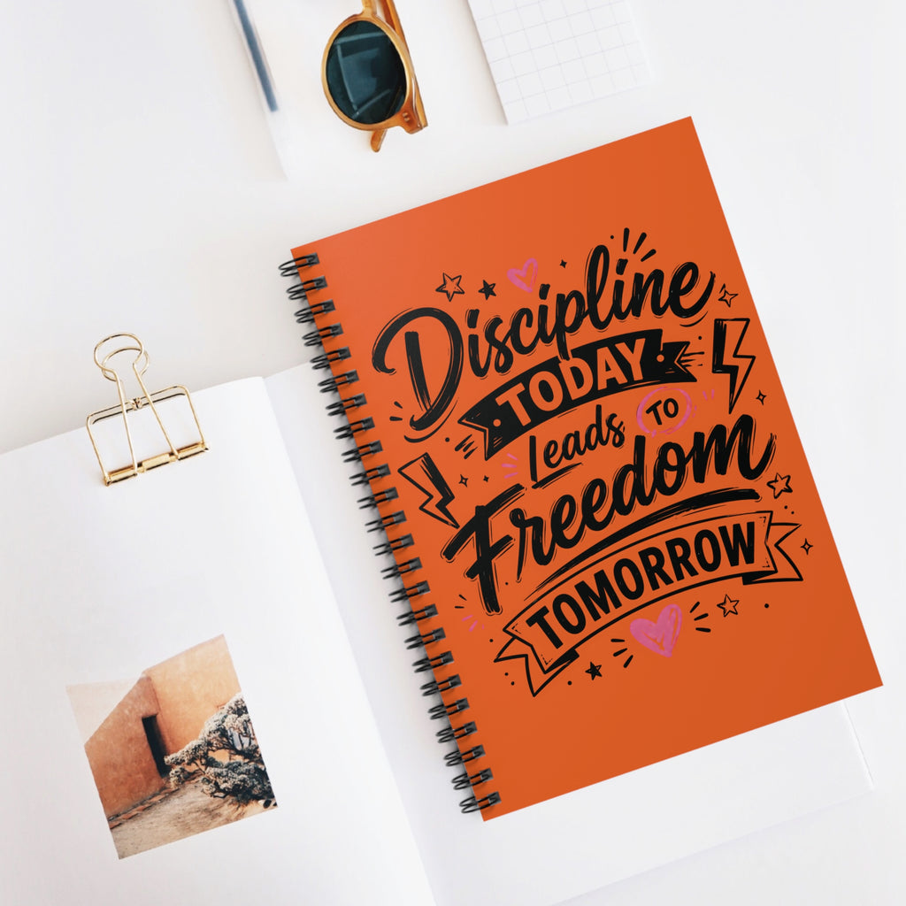 Discipline Today Leads to Freedom Tomorrow — Ruled Spiral Notebook