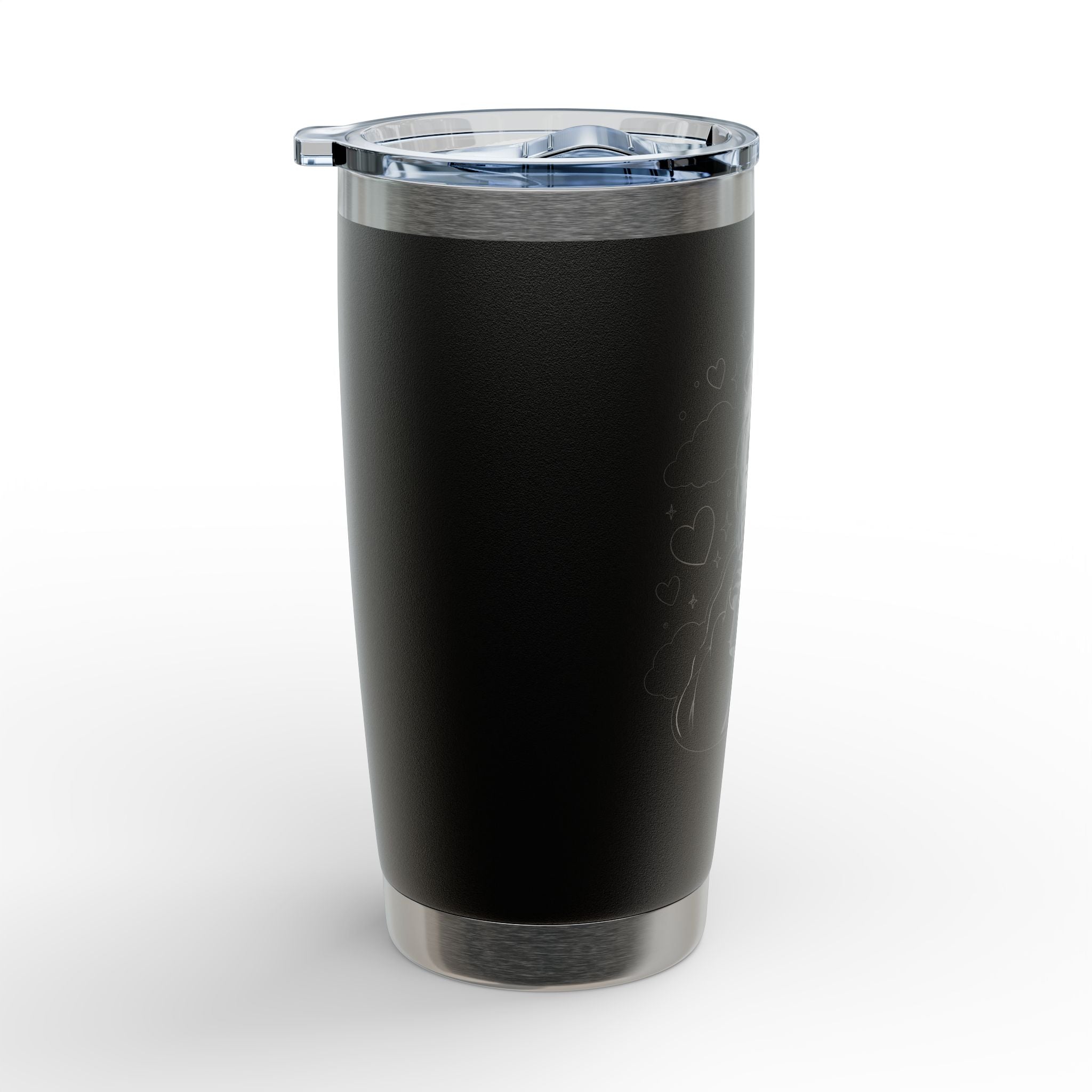 20oz Engraved Tumbler — Cute Girl Drinking Coffee Sketch