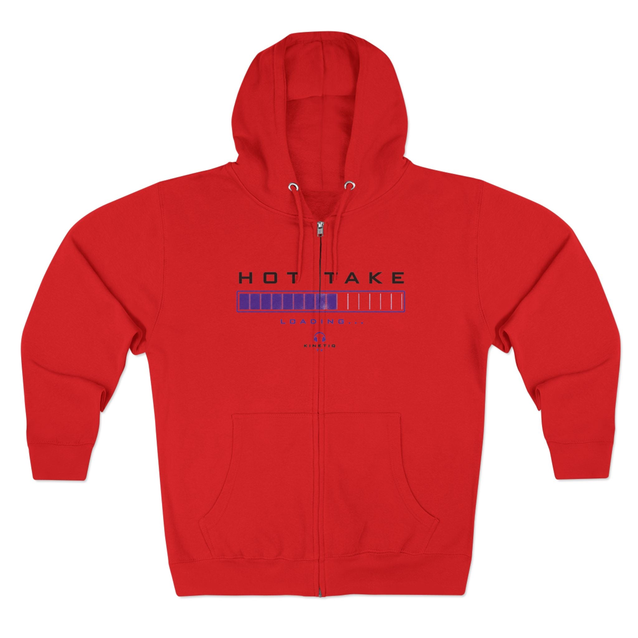 Hot Take Loading Zip Hoodie — "HOT TAKE" Retro Progress Bar Zip Hoodie