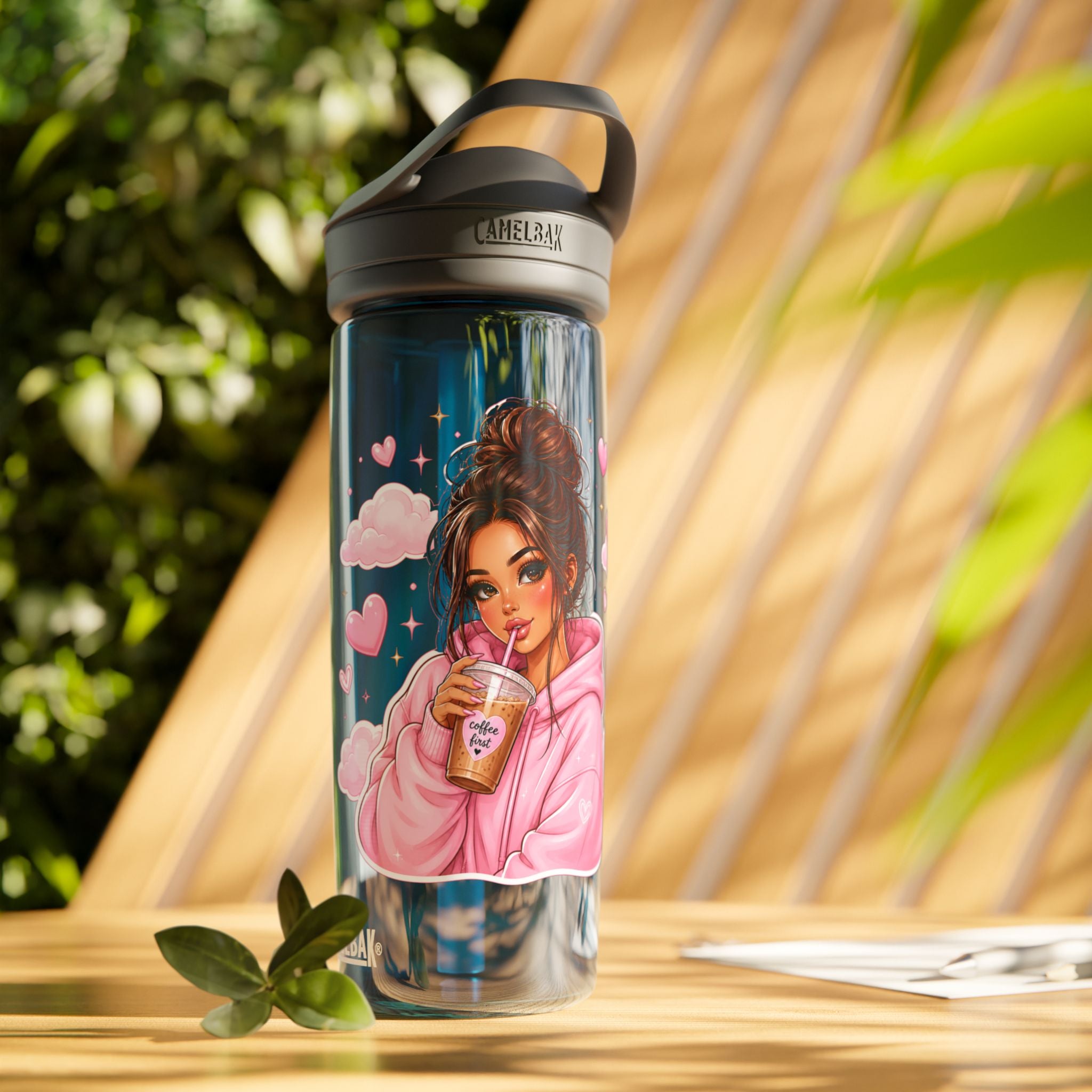 Cute Girl Sipping Boba Water Bottle — CamelBak Eddy 20/25oz