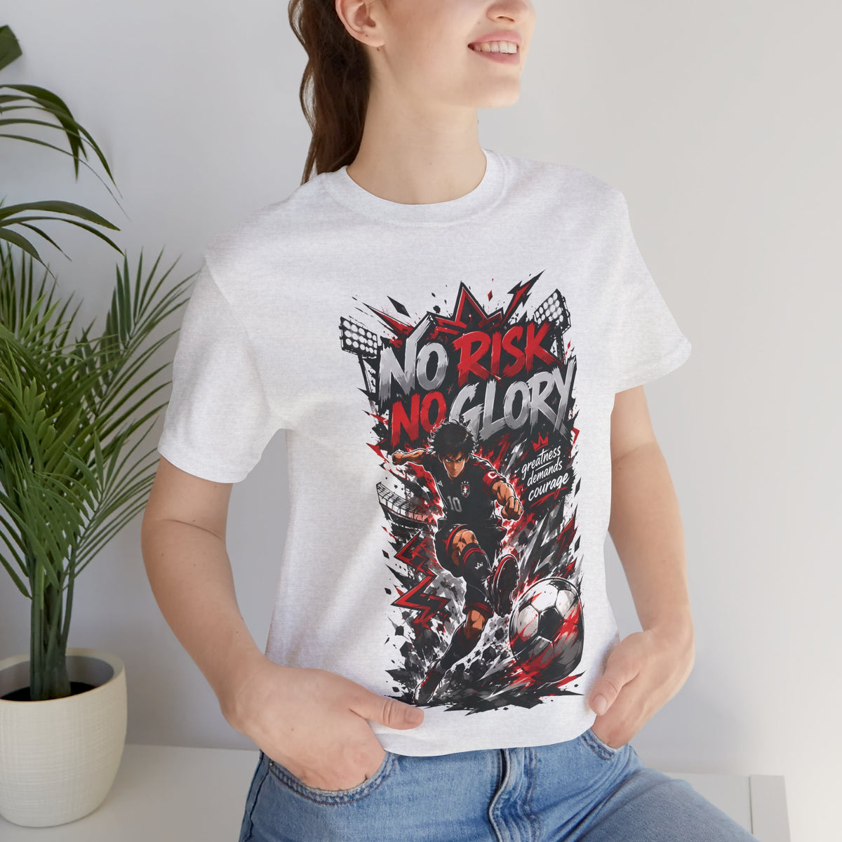 No Risk No Glory Soccer Graphic T Shirt