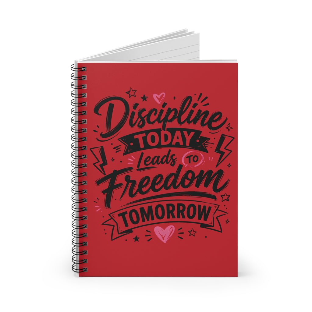 Discipline Today Leads to Freedom Tomorrow — Ruled Spiral Notebook