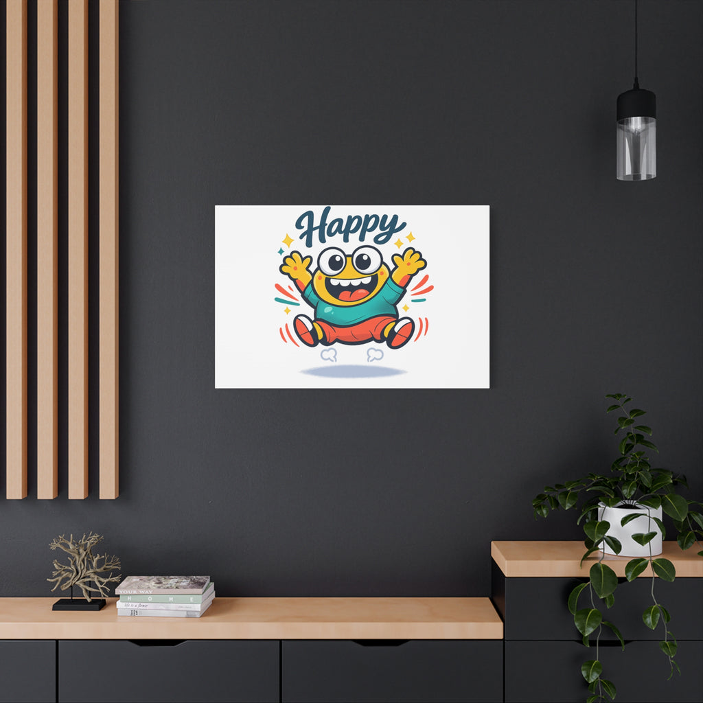 Happy Blob Cartoon Canvas | Bold Cartoon, Thick Outline, Kawaii Minimal