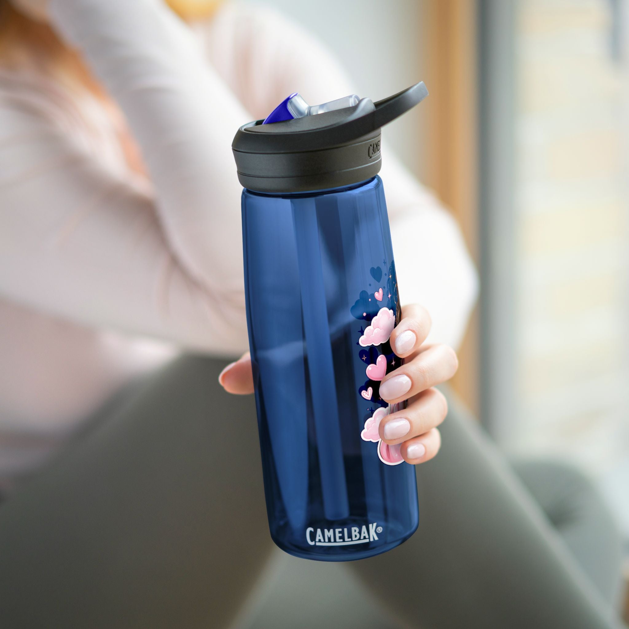 Cute Girl Sipping Boba Water Bottle — CamelBak Eddy 20/25oz