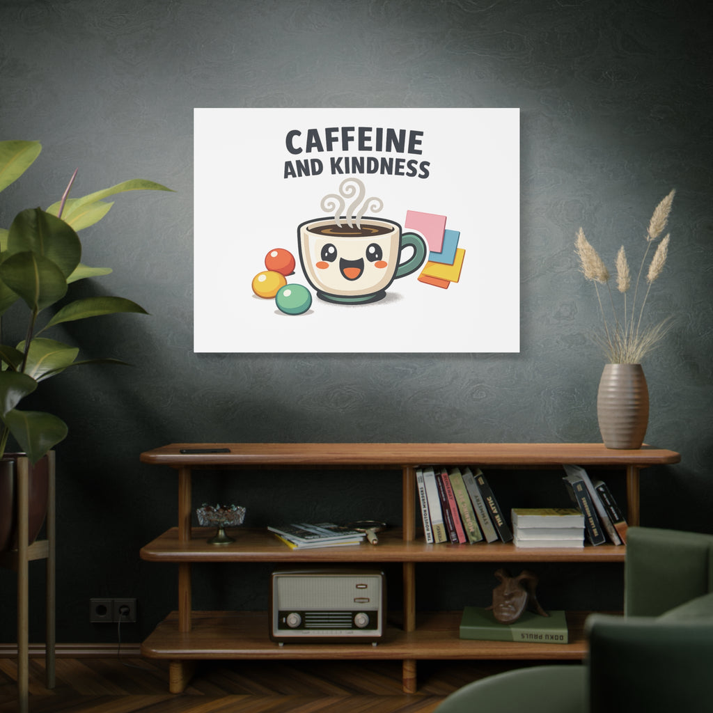 Caffeine and Kindness Canvas | Office Humor, Coffee Fuel Wall Art