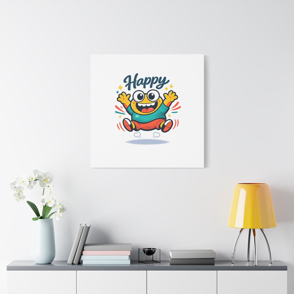 Happy Blob Cartoon Canvas | Bold Cartoon, Thick Outline, Kawaii Minimal