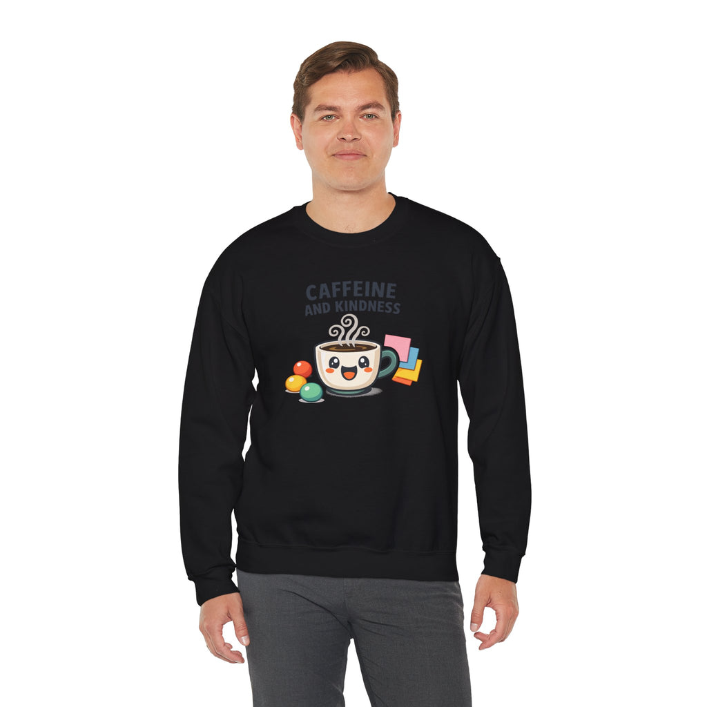 Caffeine and Kindness Sweatshirt – Coffee Lover Graphic Crewneck