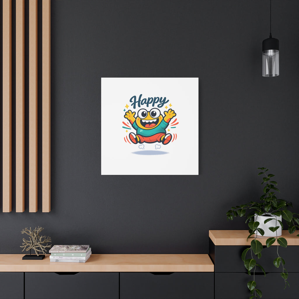 Happy Blob Cartoon Canvas | Bold Cartoon, Thick Outline, Kawaii Minimal