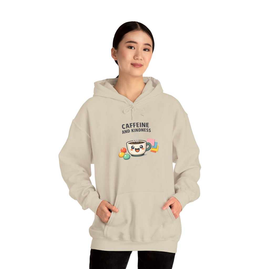 Caffeine and Kindness Hoodie - Cozy Coffee-Themed Sweatshirt