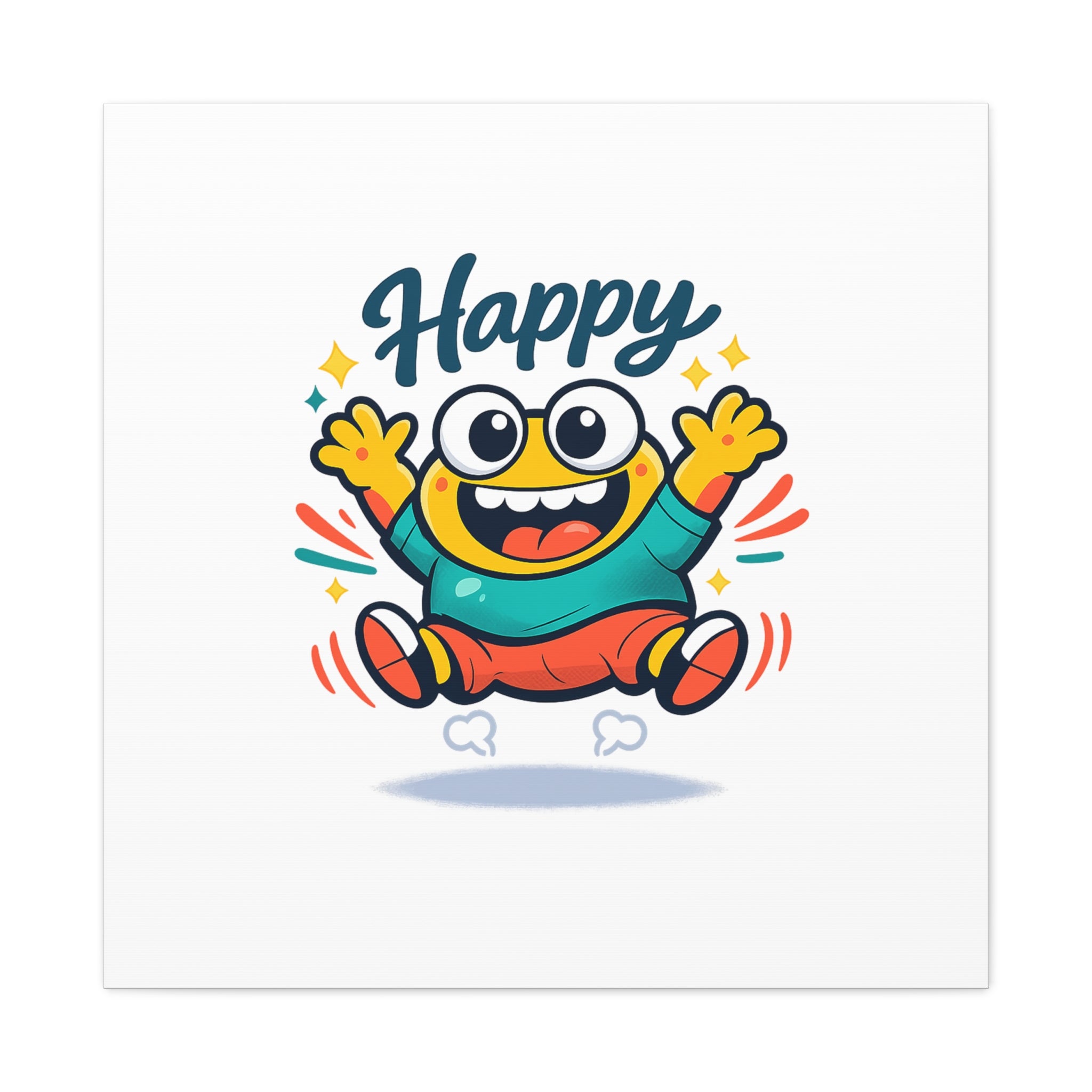 Happy Blob Cartoon Canvas | Bold Cartoon, Thick Outline, Kawaii Minimal