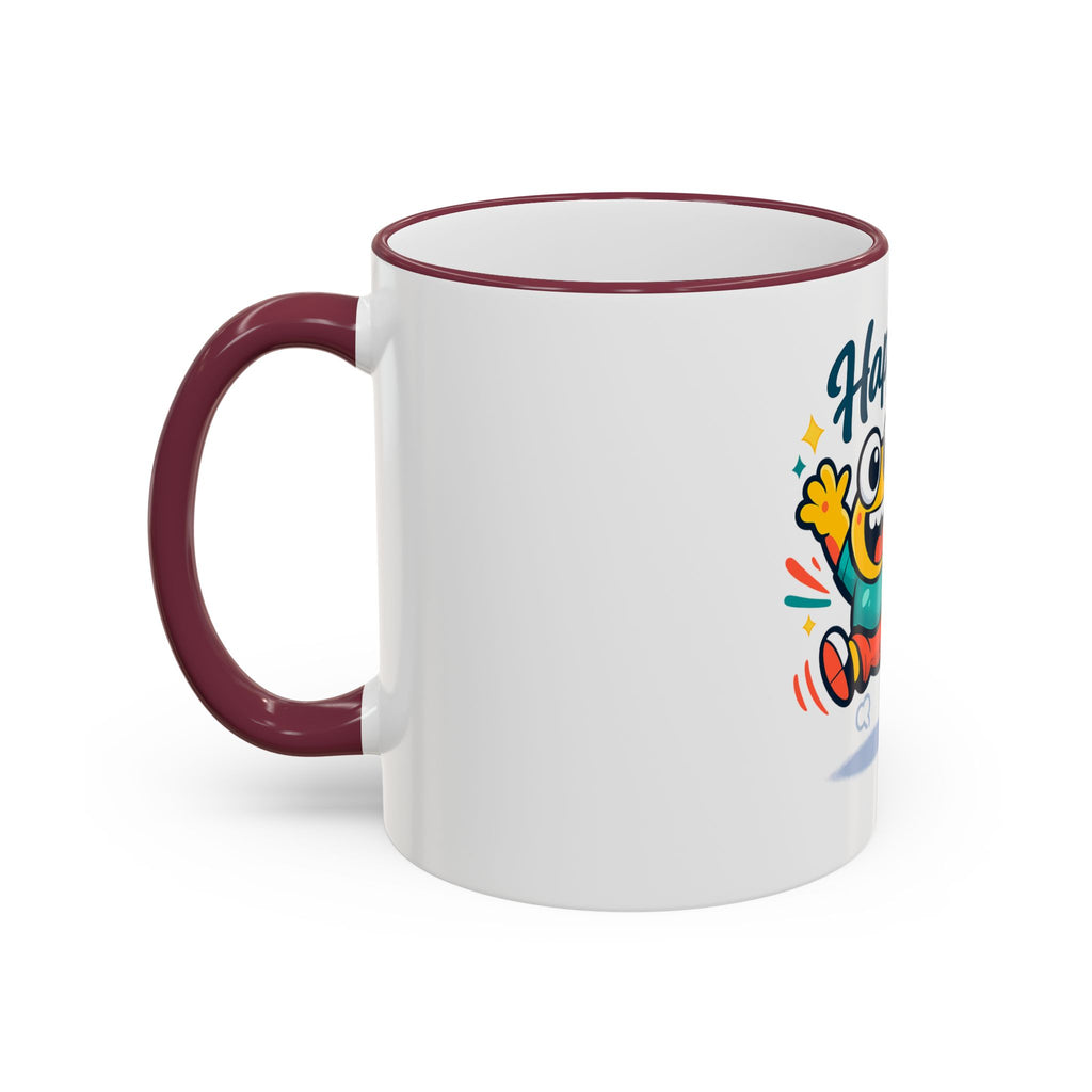 Happy Monster Accent Rim Mug – Cheerful Cute Cartoon Coffee Cup (11oz/15oz)