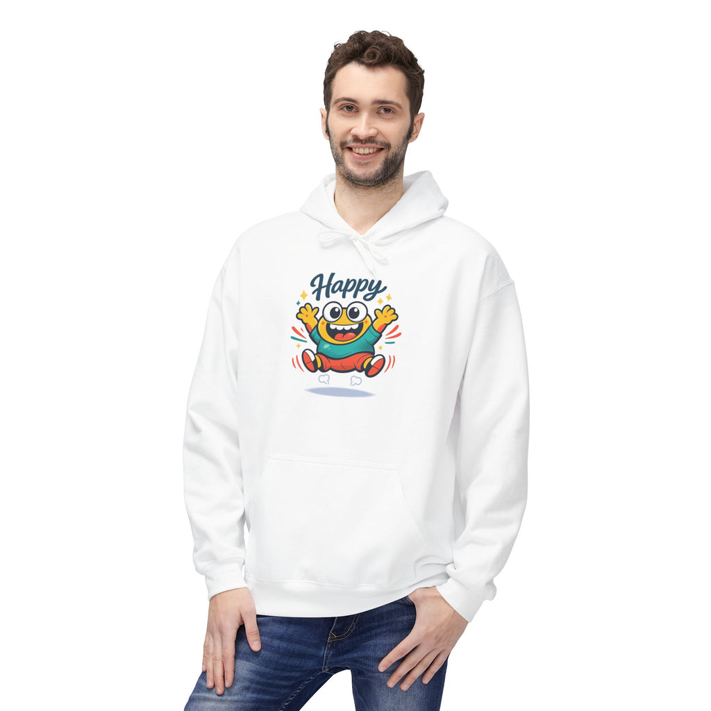 Happy Blob Graphic Hoodie – Cute Cartoon 'Happy' Pullover
