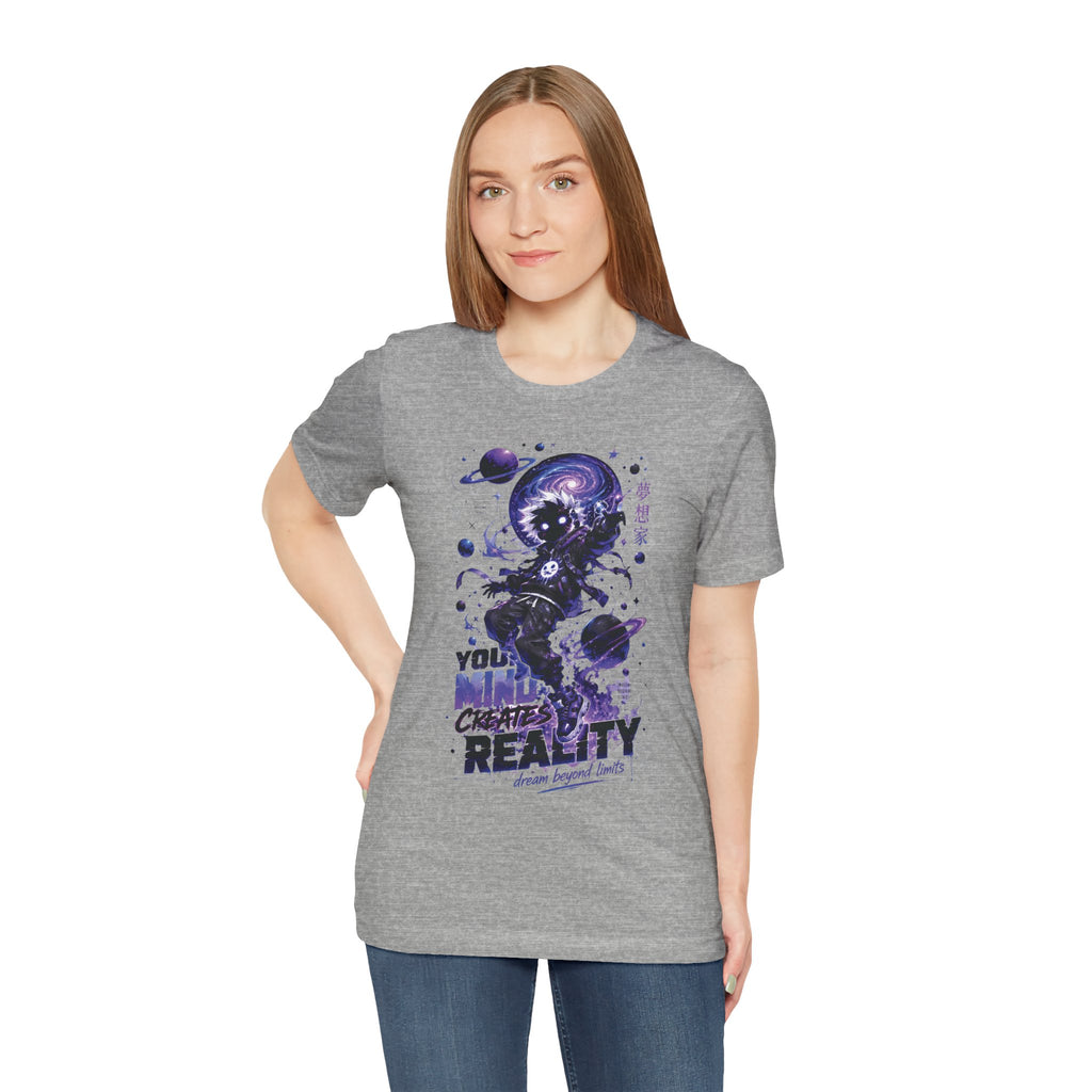 Astronaut Galaxy Tee — "Your Mind Creates Reality" Space Graphic T-Shirt