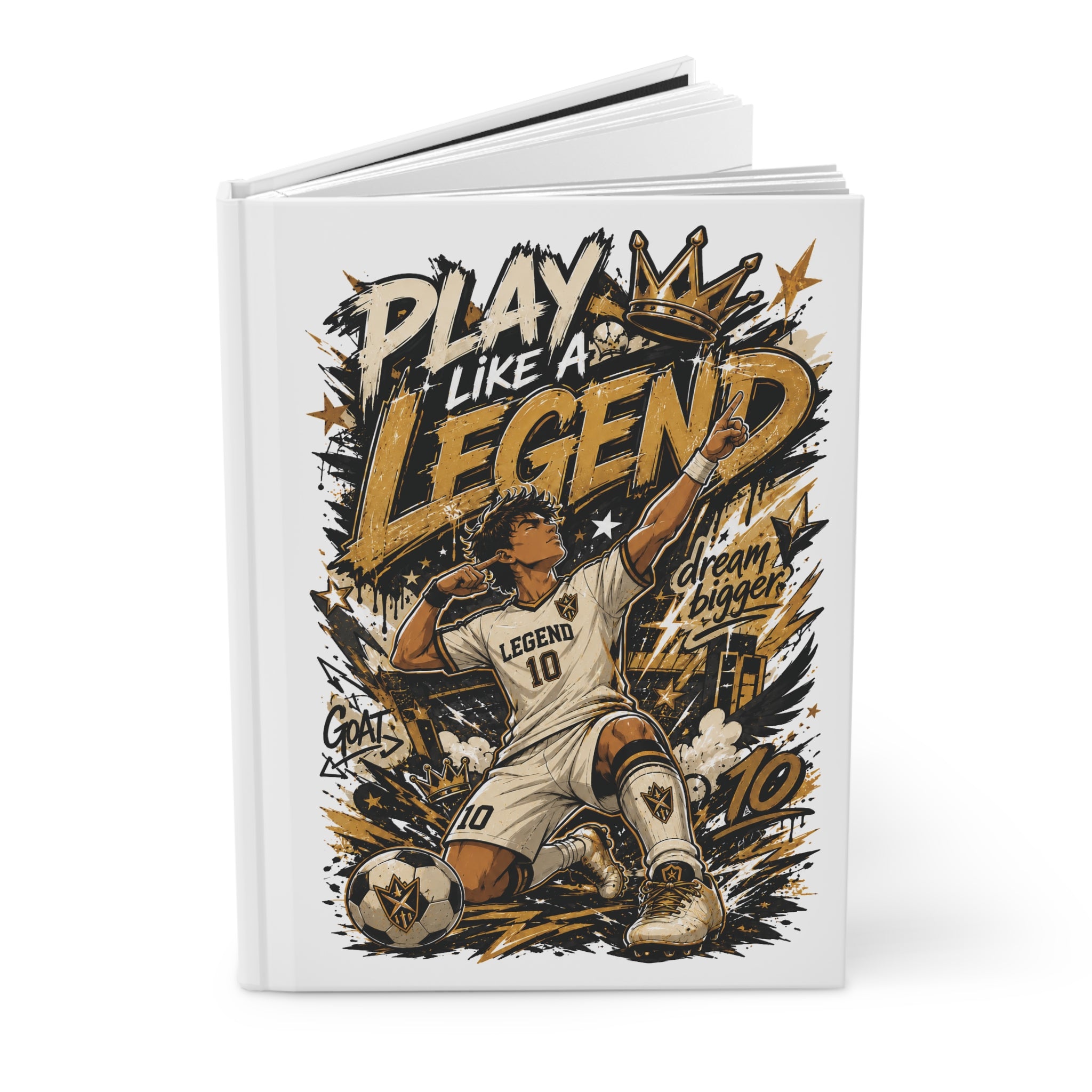 Play Like a Legend Hardcover Journal – Personalized Soccer Player Number Notebook