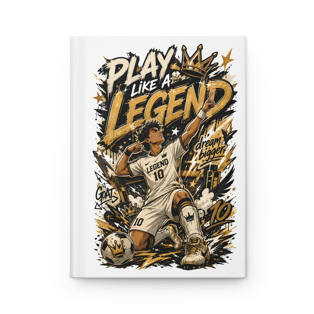 Play Like a Legend Soccer Hardcover Journal — Personalized Name & Number Notebook